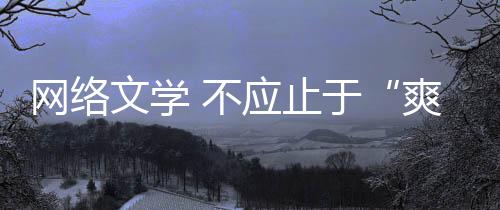 网络文学 不应止于“爽”还要求深