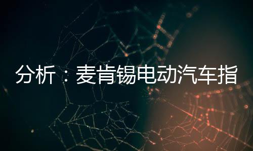 分析：麦肯锡电动汽车指数—欧洲为全球电动汽车下跌提供缓冲