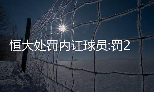 恒大处罚内讧球员:罚20万并3停 合同期内不许转会